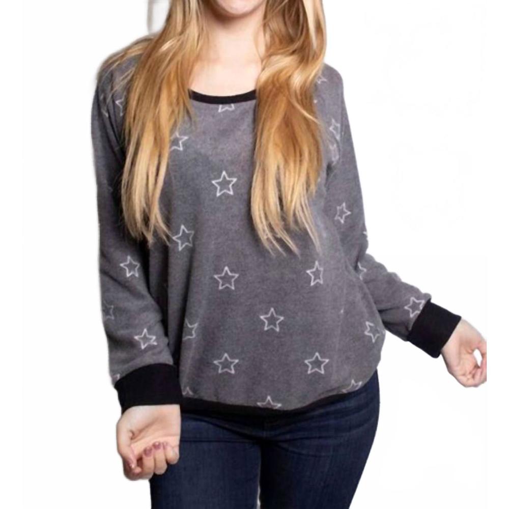 NEW B FLAWLESS star print raglan top in grey